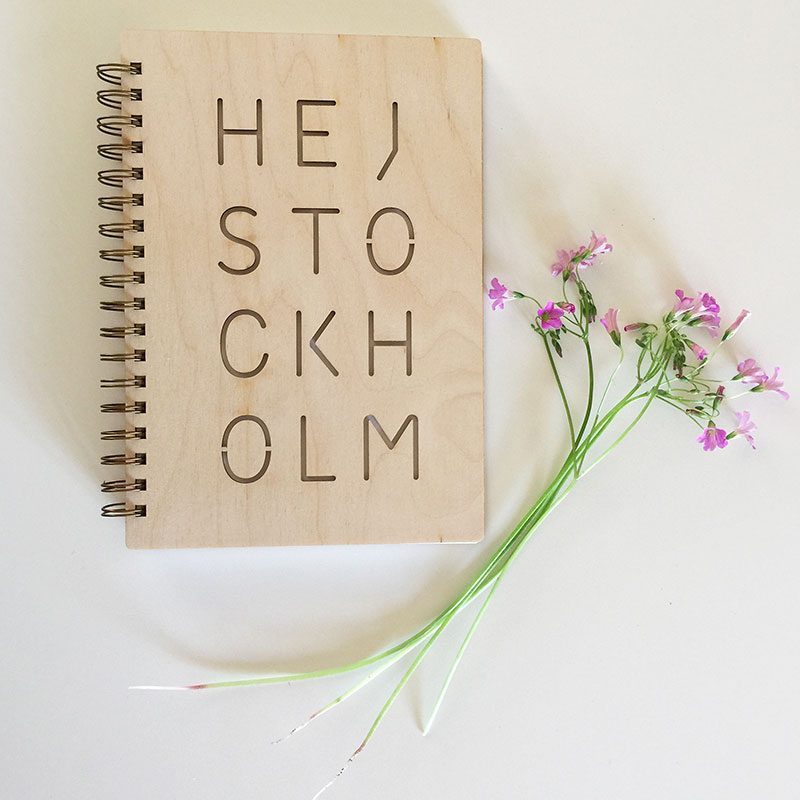 Hej Stockholm Notebook | Scandinavian Wood Sketchbook | Large Wooden Notebook | Laser Cut Wood Journal | Travel Journal | Nature Journal | Supercaterpillar