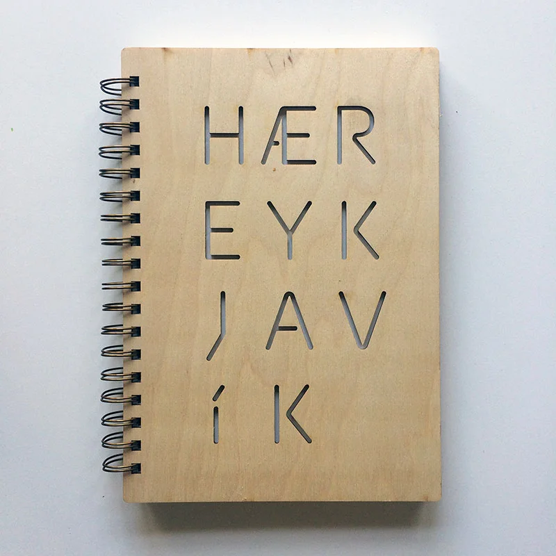 Hea Reykjavik Notebook Large | Wood Sketchbook | Scandinavian Wooden Notebook | Laser Cut Wood Journal | Travel Journal | Nature Journal | Supercaterpillar
