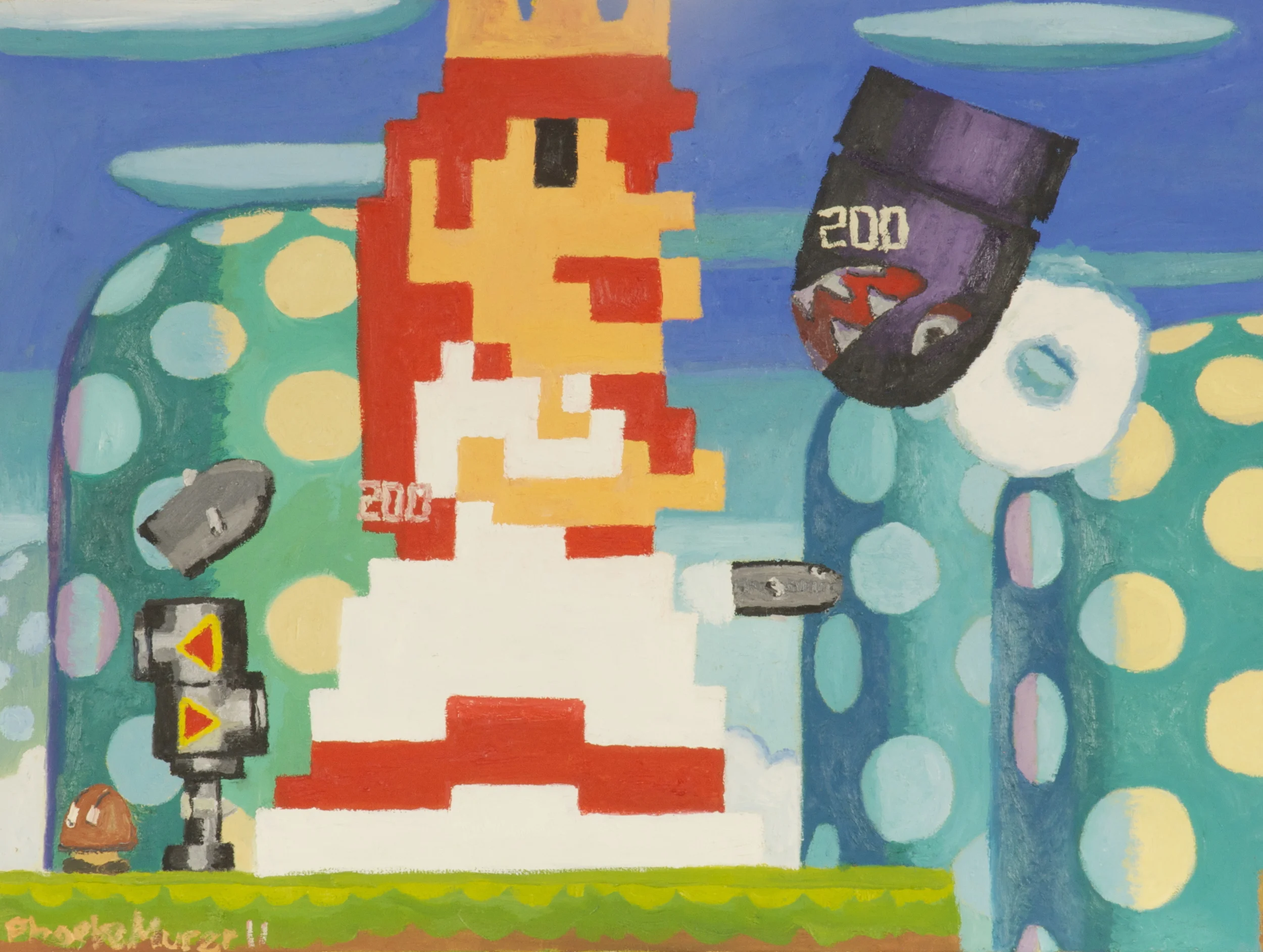 Pixelated Princess Toadstool in the "New Super Mario Bros"-oil on canvas, 24 x 18" 2011