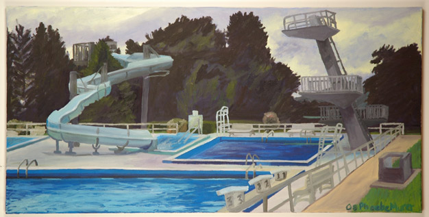 Pool Complex in France, 2' x 4', Oil on Canvas, 2008, $1500