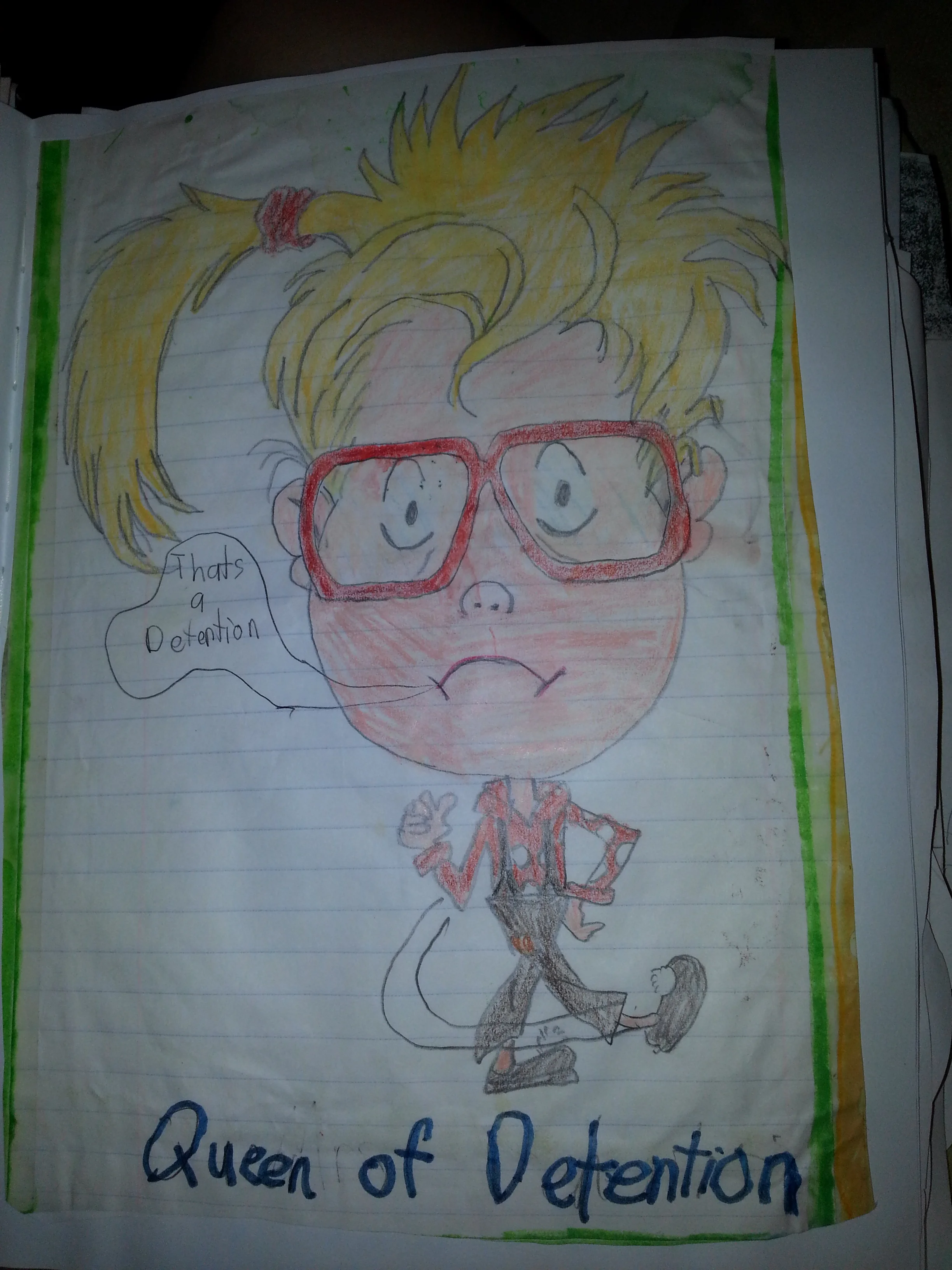 Queen of Detention, Color pencil on paper, 1992