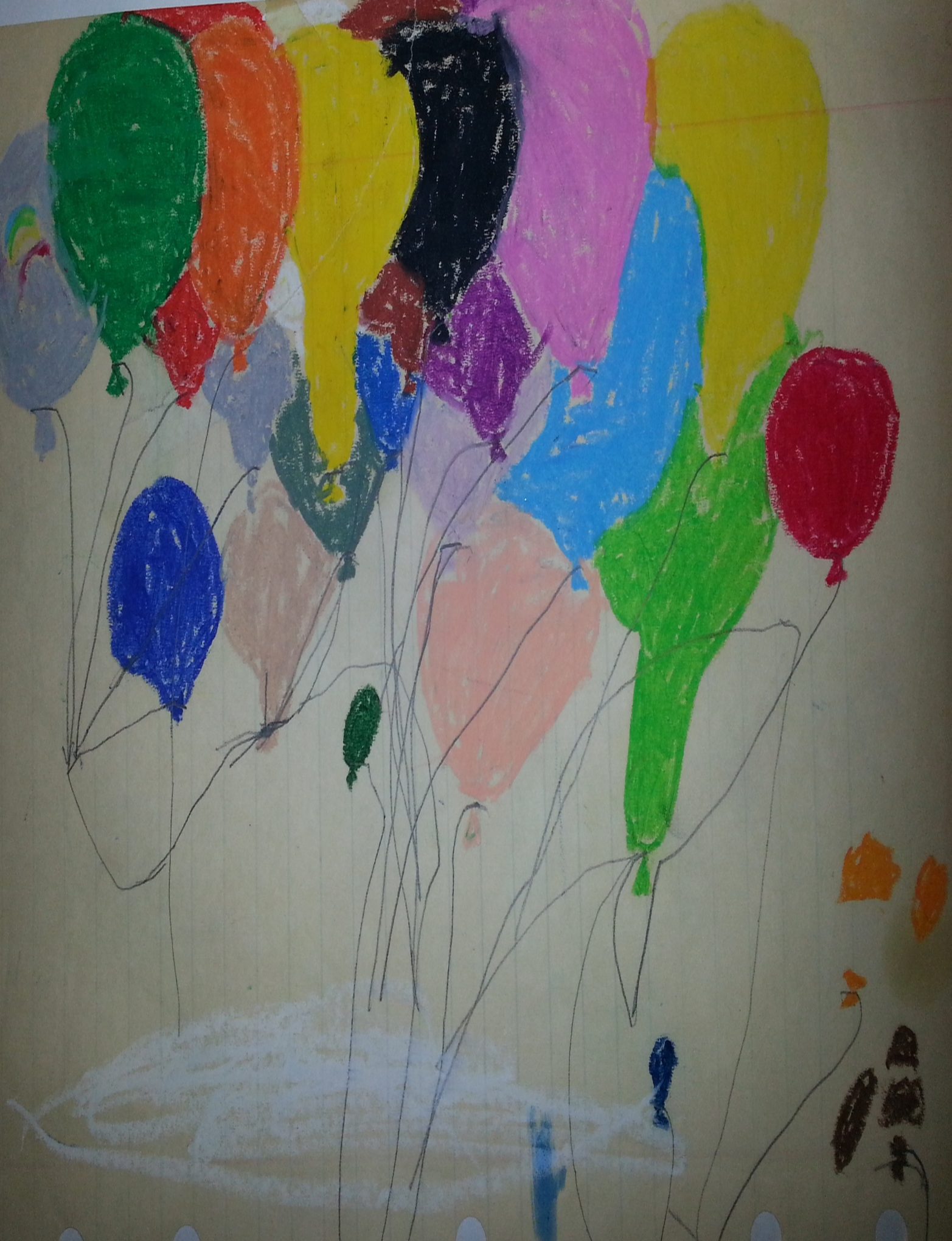 Pair balloons #2, oil pastel and pencil, 1986