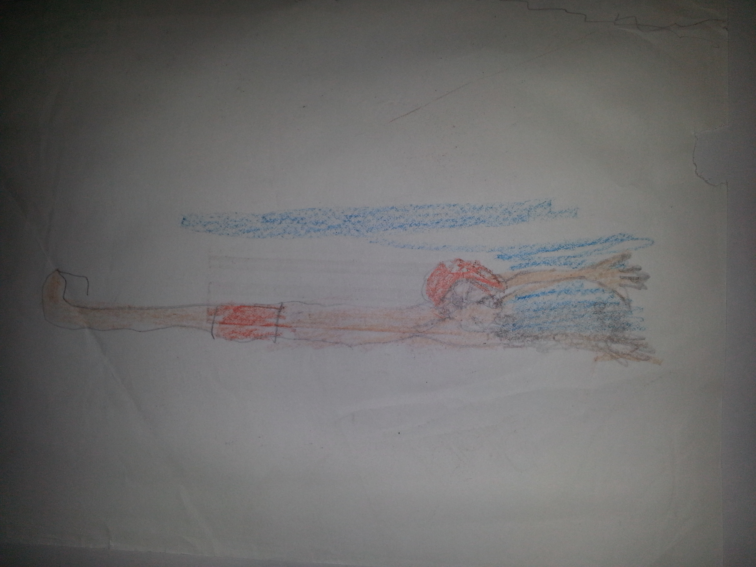 Swimming, crayon and pencil, late 1980's