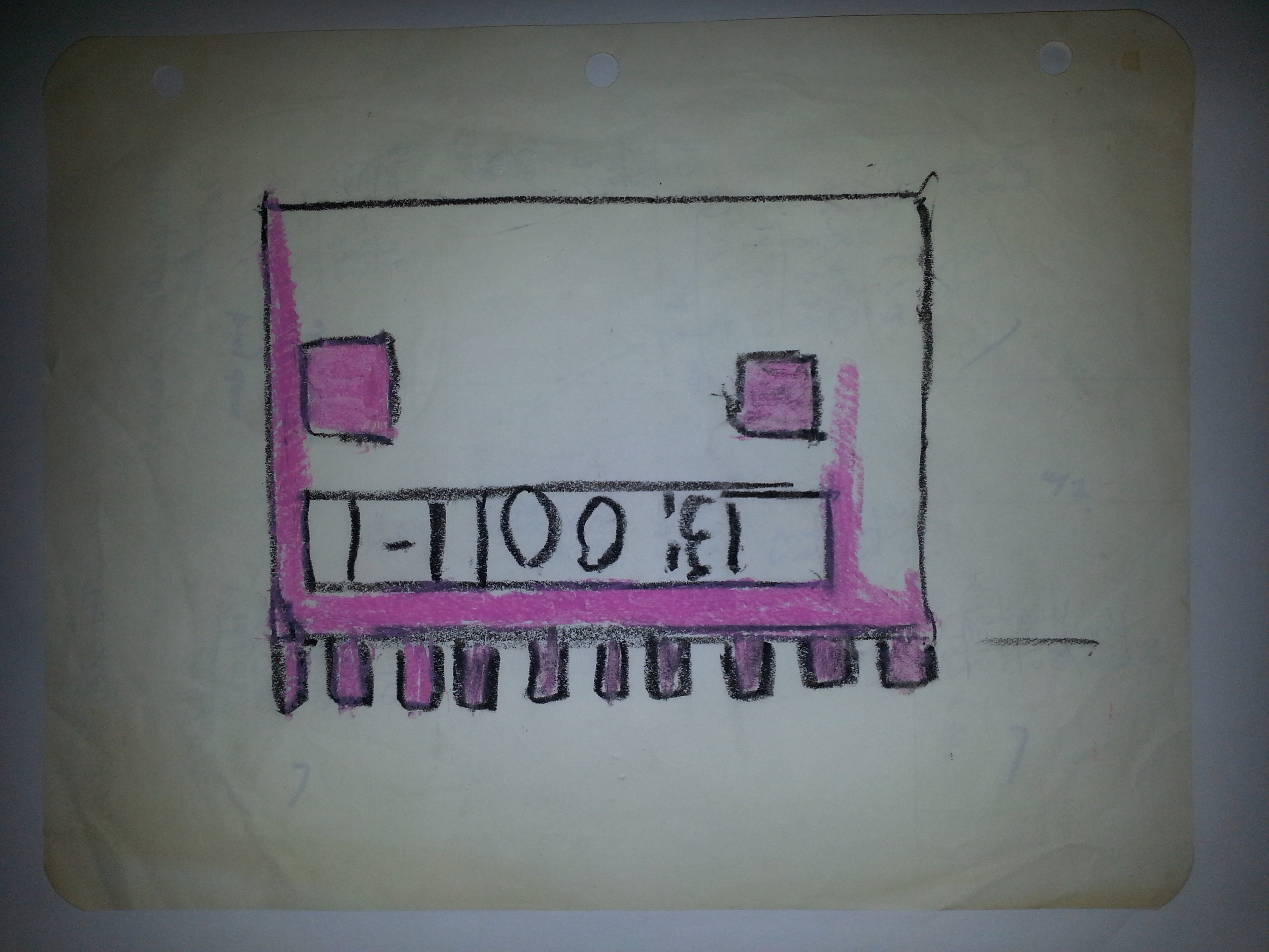 alarm clock, oil pastel, 1986