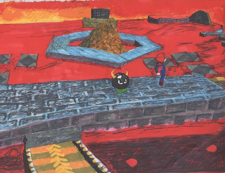 Super Mario 64, 12 x 9",marker, 2010