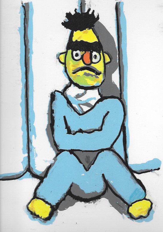 Bert in Straight Jacket, Screen Print, 16" x 12," 2015 $100