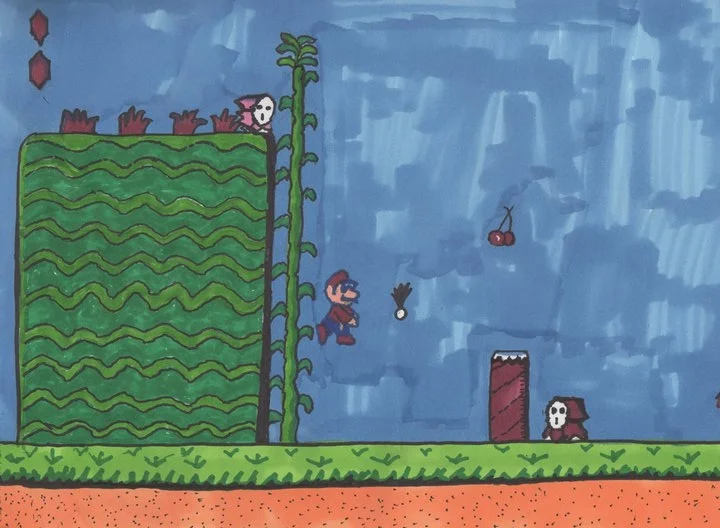Super Mario Bros 2, marker, 12x9", 2010