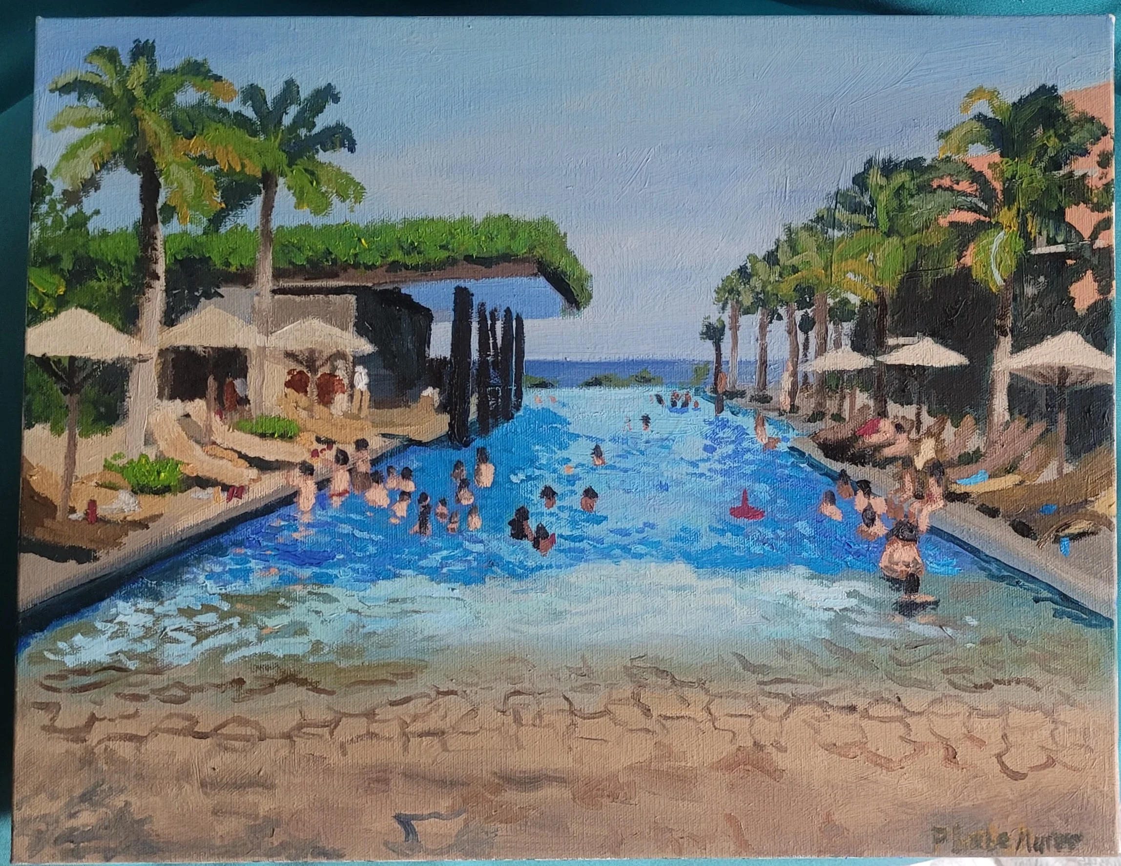 Hotel Xcaret Mexico Main Pool, Oil on Canvas, 2024