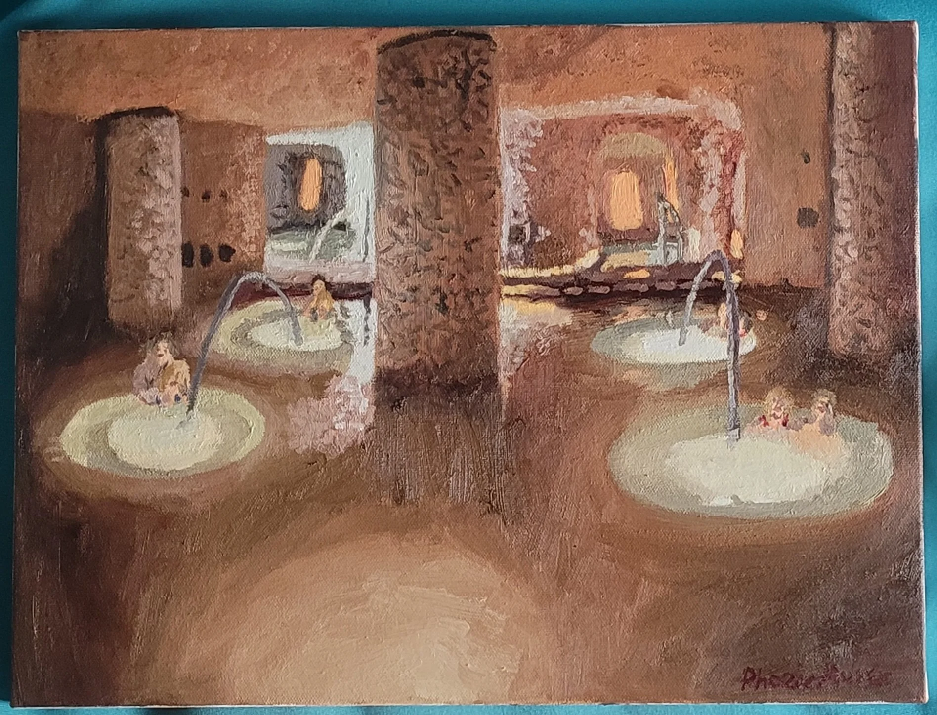 Muluk Spa whirl pools, Oil on Canvas, 2024