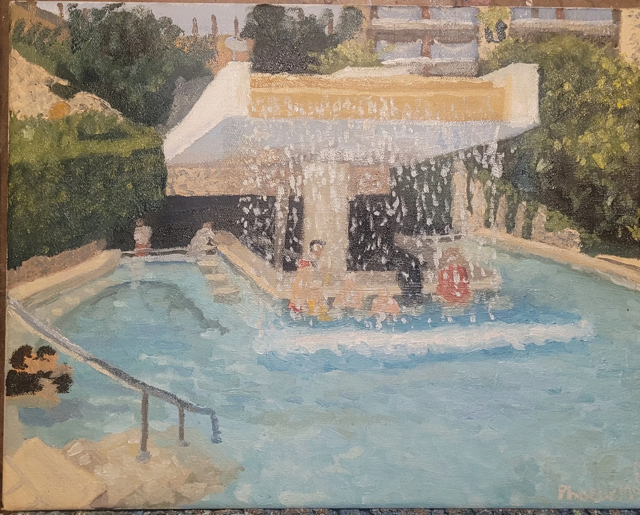 Musica Pool Wet Bar Mexico, Oil on Canvas, 2024