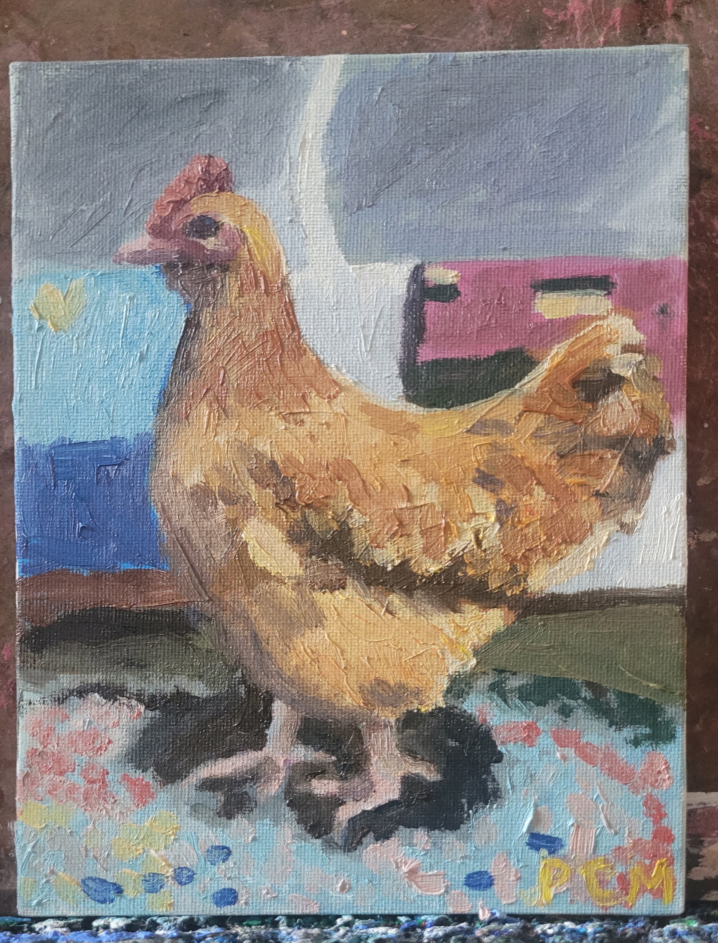 Pearl the chicken, Oil on Canvas, 2024,  Sold