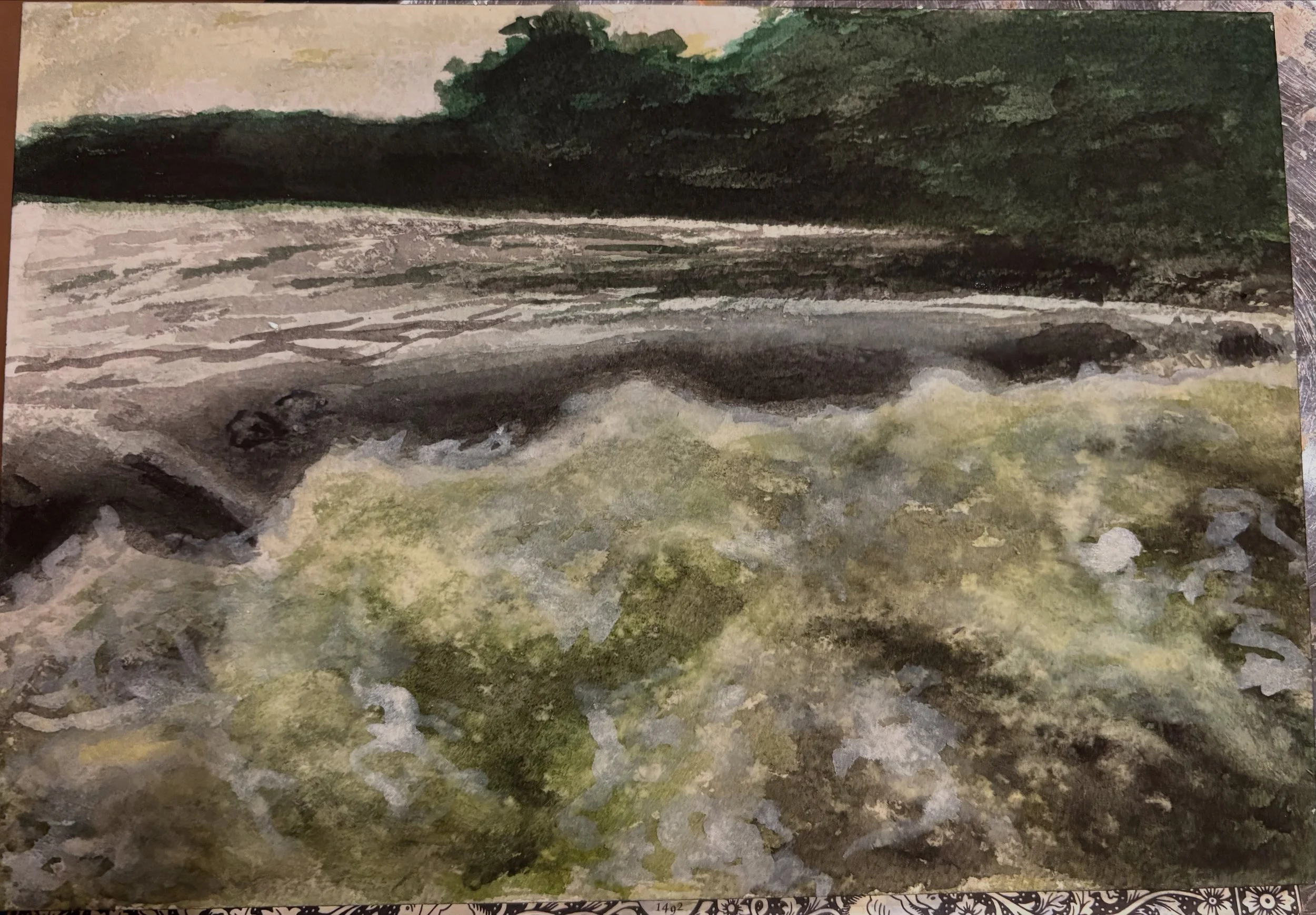Delaware Gap Waterfall, 10 x 7" Water color on paper, 2025