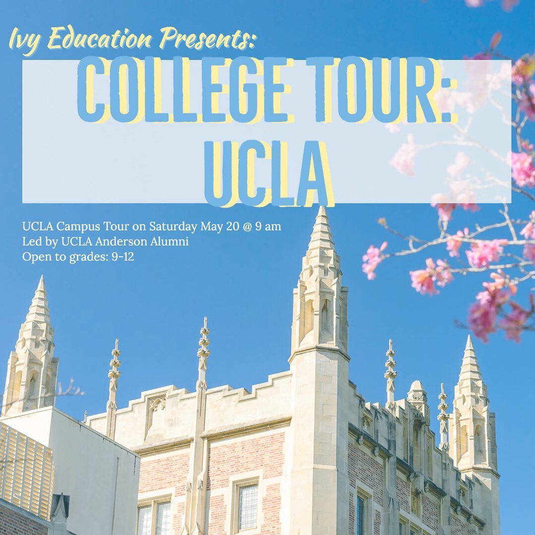 Next up on the Ivy College Tour: UCLA🩵💛 For high school students only! May 20th @ 9 am.
