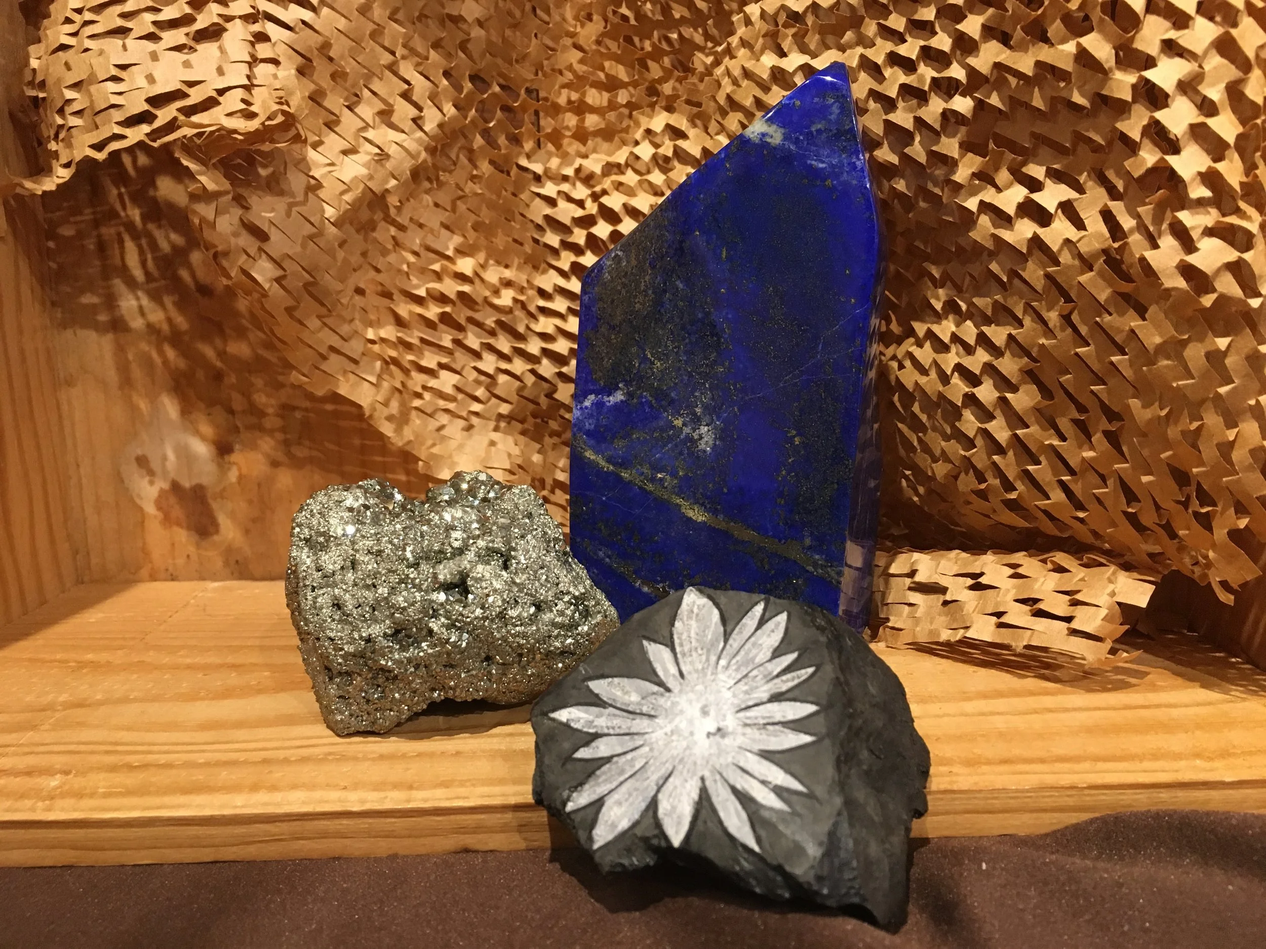 Lapis Lazuli, Iron Pyrite, Chrysanthemum Stone