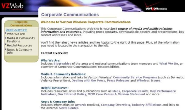 Verizon Wireless intranet redesign