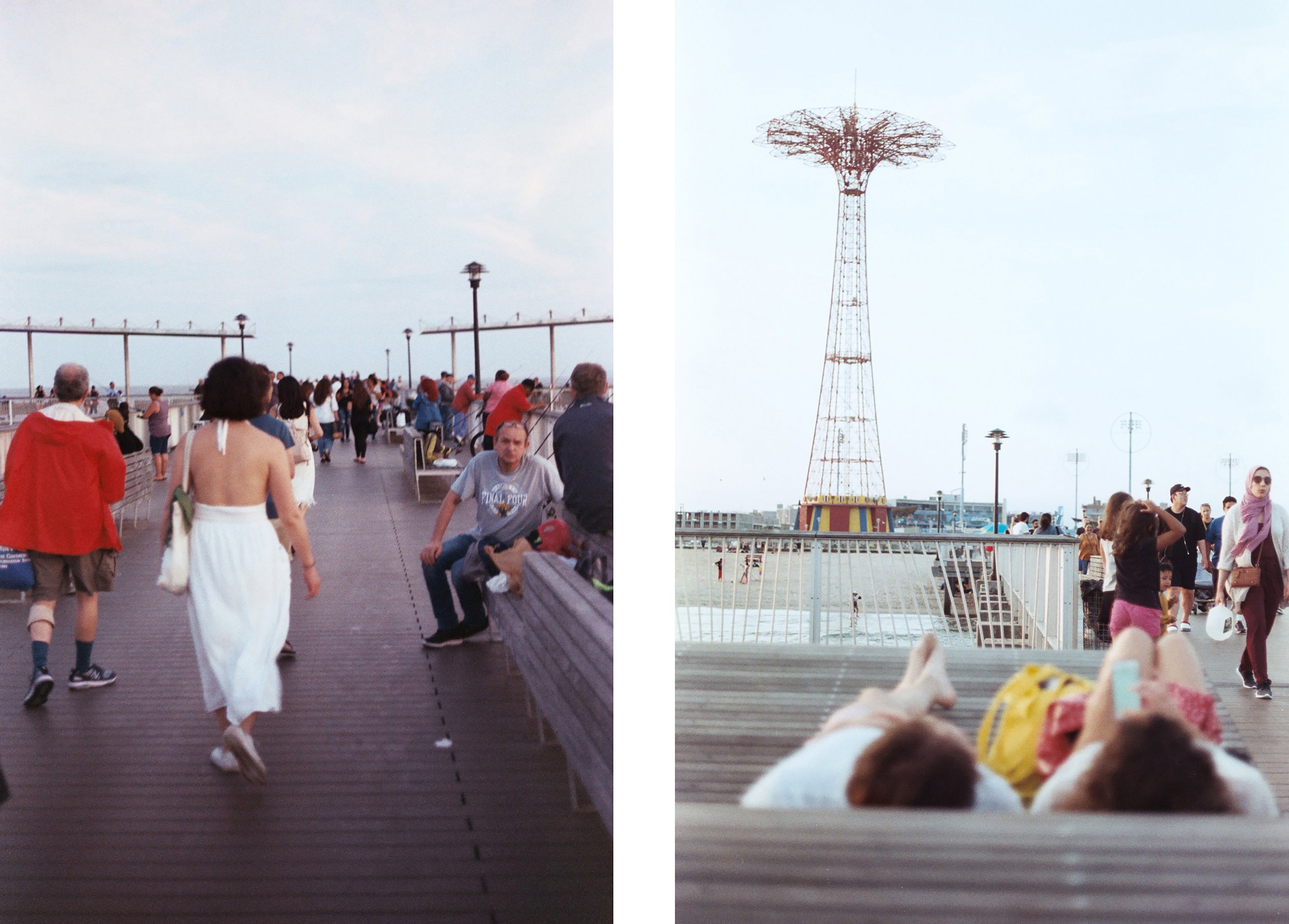   White Dress.  Coney Island, NY. 2019.   Parachute Jump from the Pier.  Coney Island, NY. 2019. 