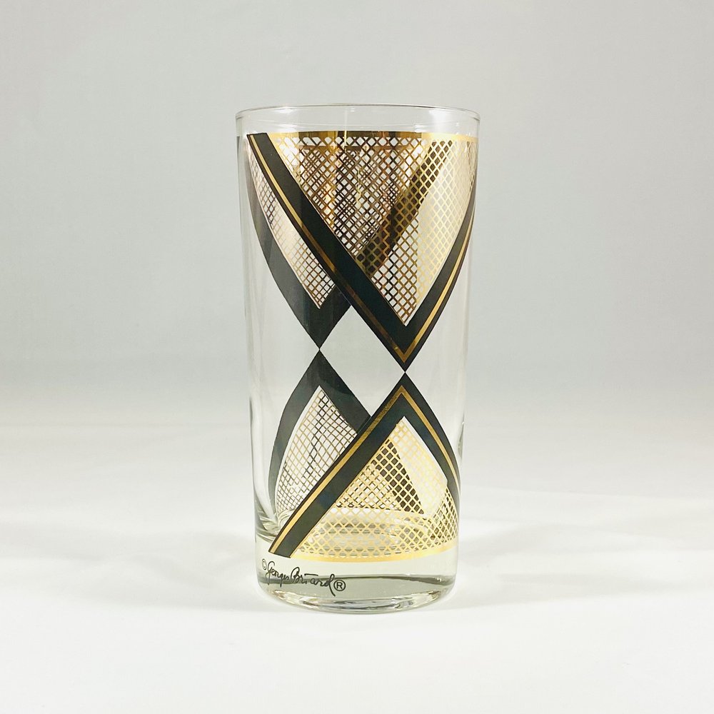 George Briard Black and 22K Gold Collins Glasses. Set of 4 — Vanessa Cantave