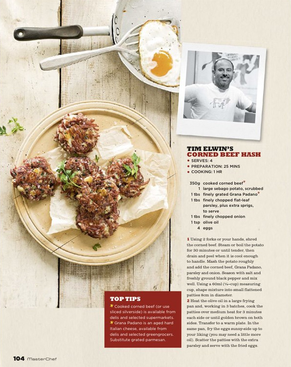 Corned Beef Hash recipe as featured in MasterChef Magazine
