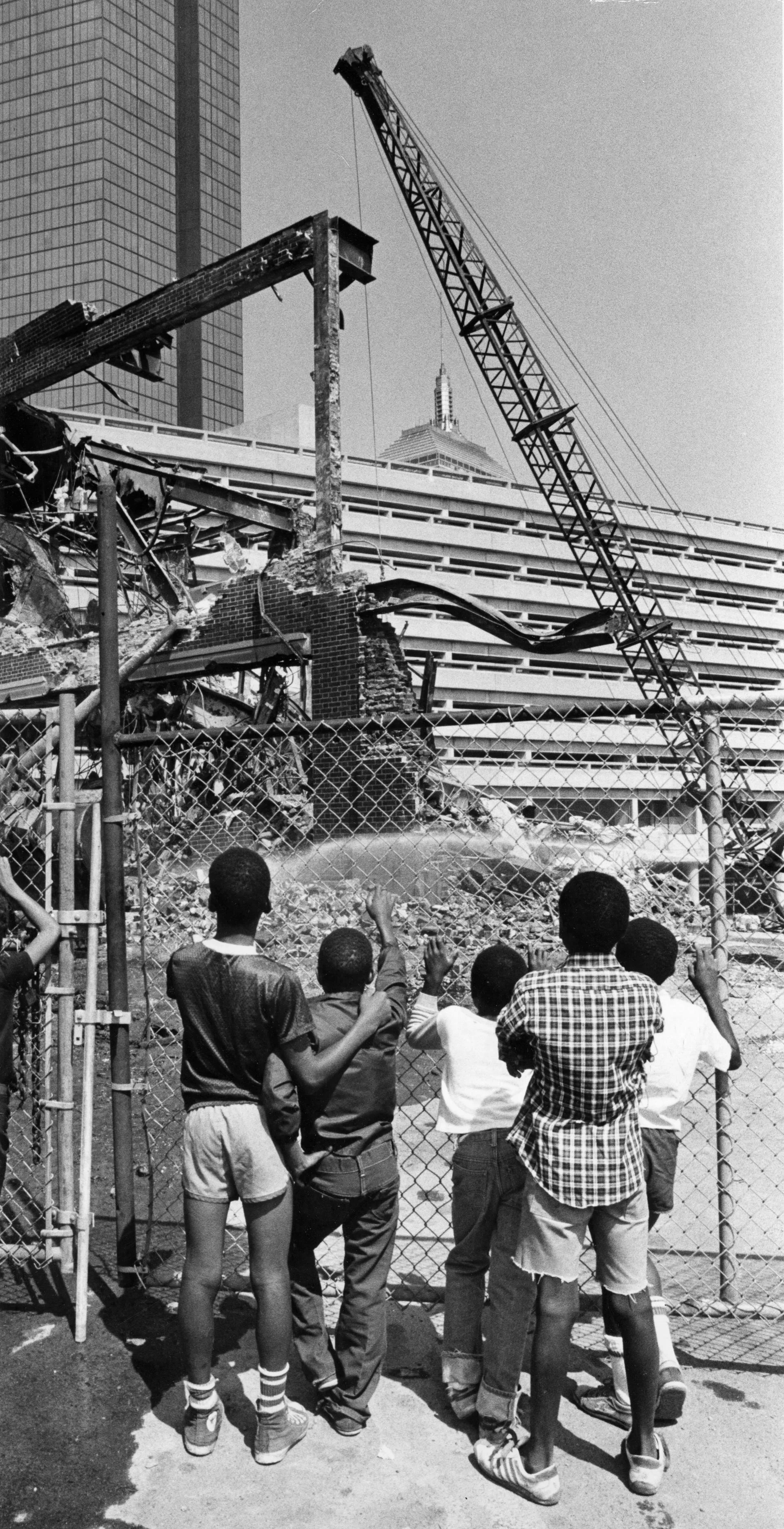 GLOBE STAFF/FILE Demolition crews began work on taking down a later version of Back Bay station in 1981.