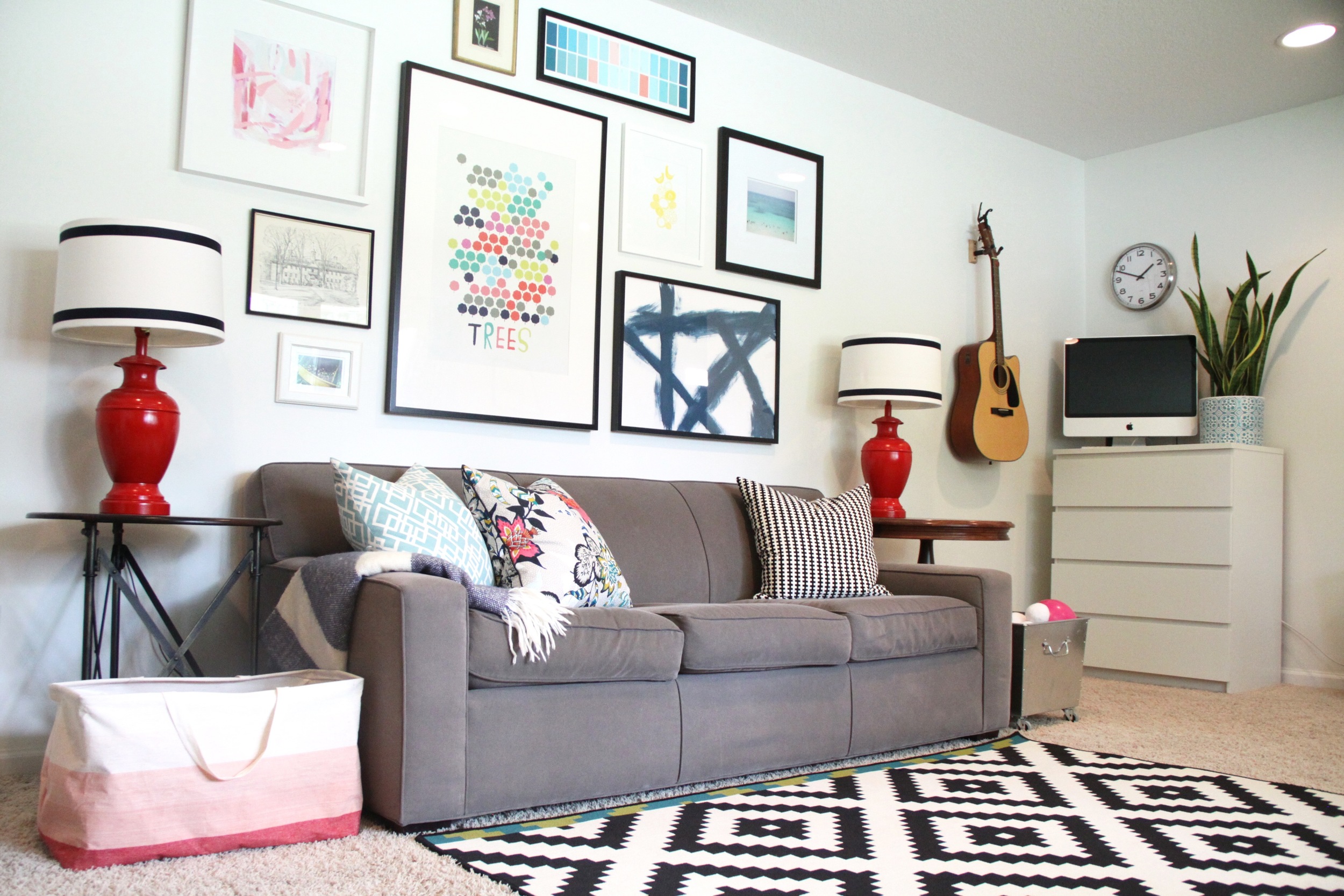 Living Room with Gallery Wall, Color Is Vanilla Milkshake by Benjamin Moore