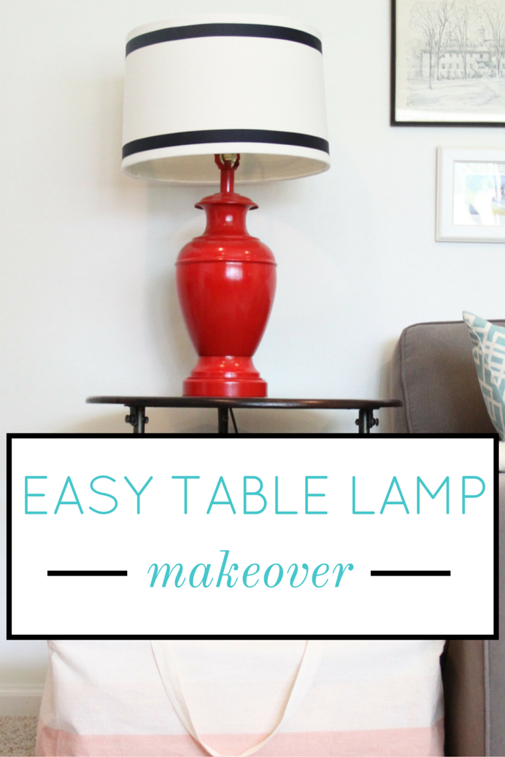 Easy Table Lamp Makeover with Spray Paint and Ribbon