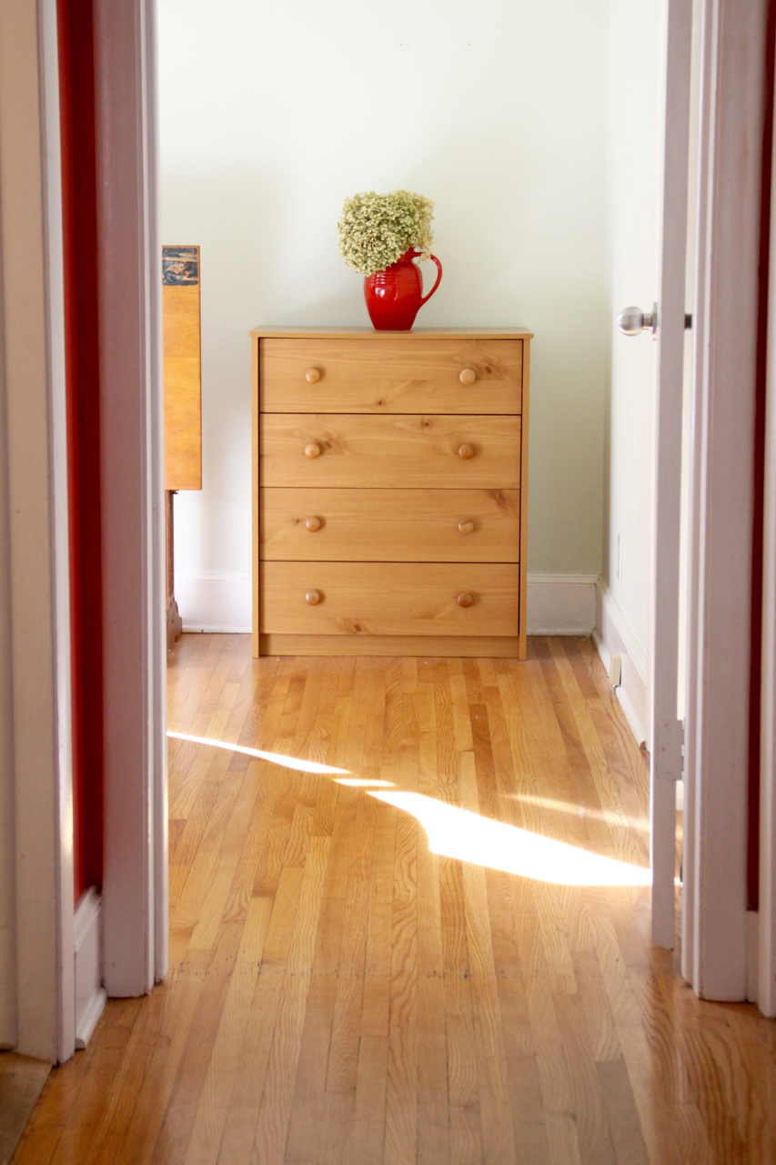 Wood Dresser Down the Hallway