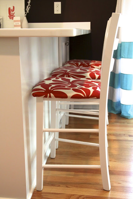 Counter Stools with Red Fabric