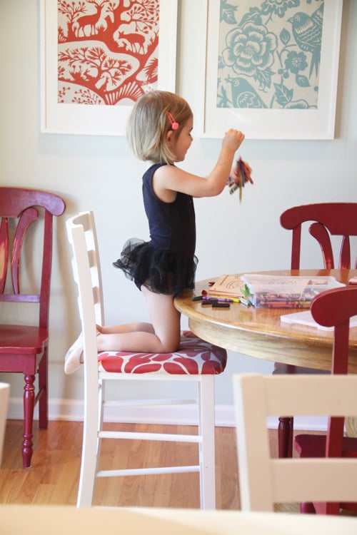 Counter stool at table