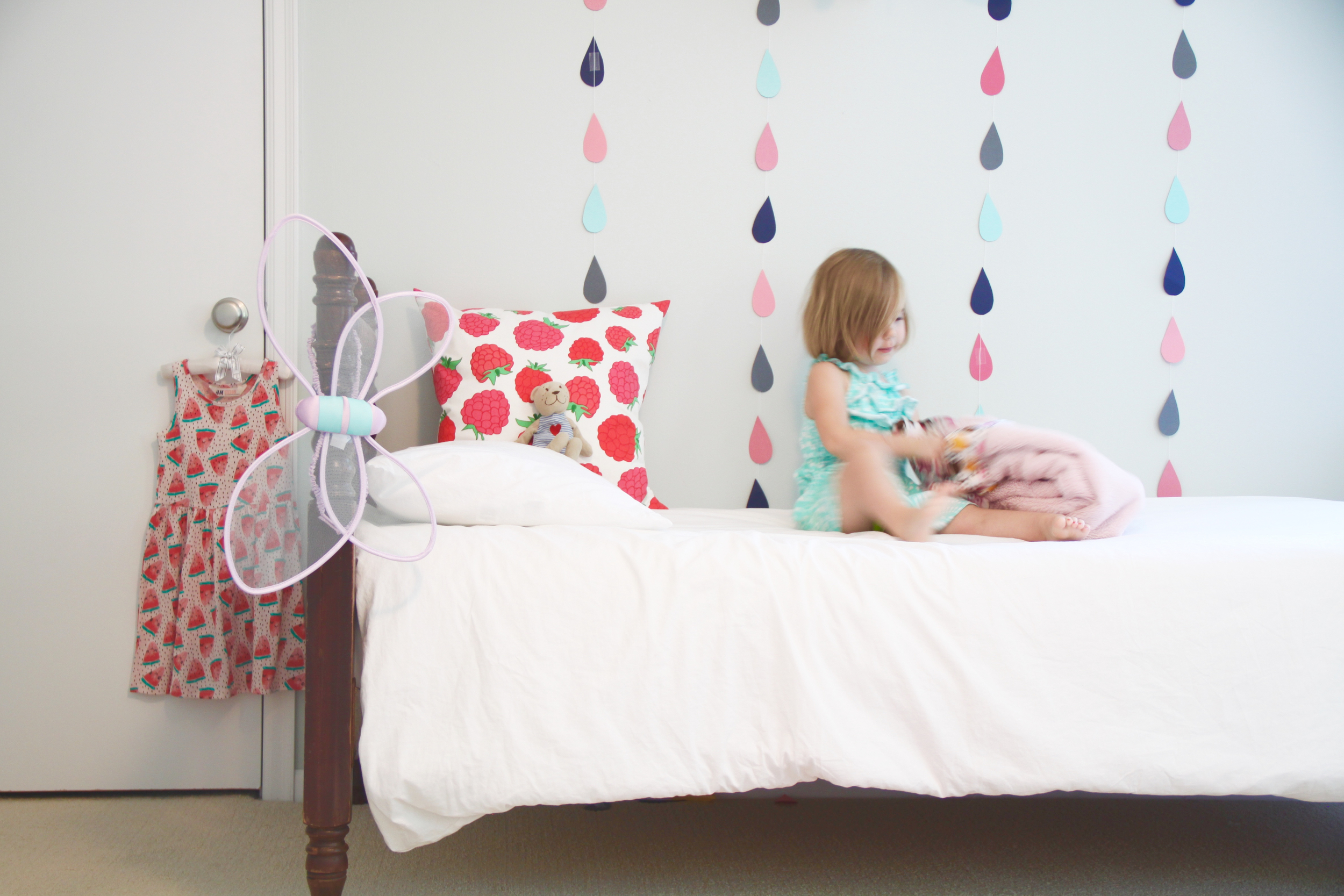 Girl's Room with Raindrop DIY Art