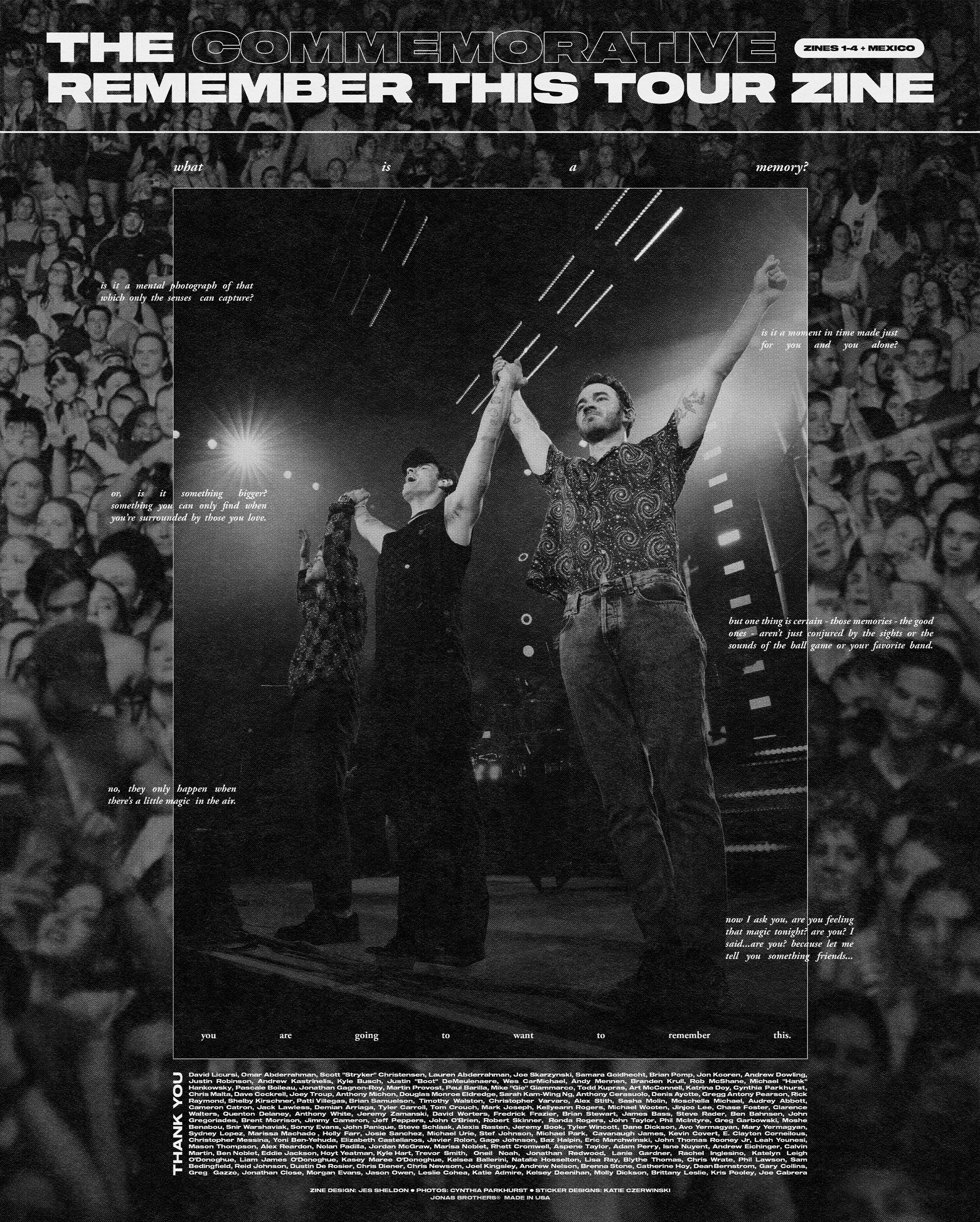  Various pages from the Jonas Brothers Zines, which were used as social media assets throughout the Remember This Tour, and eventually sold as merch at their Vegas shows. 