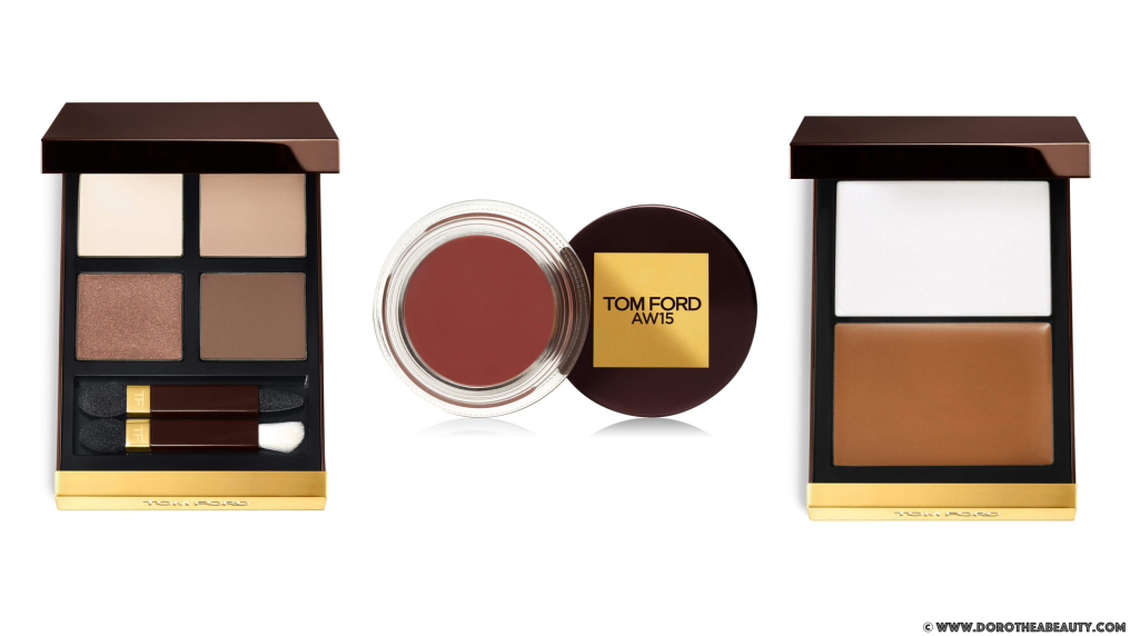  Tom Ford AW 2015 Runway Color: Eye Quad in Cocoa Mirage (left), Runway Color in AW15 (middle) and Shade and Illuminate in Intensity One (right) via dorotheabeauty.com 