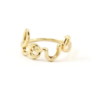 Gold Cursive Love Ring
