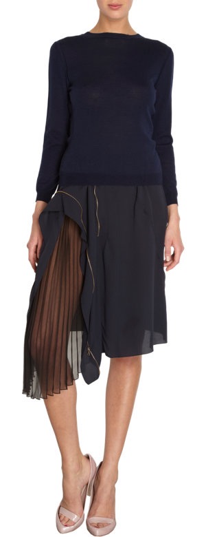  Nina Ricci Sheer Panel Skirt 