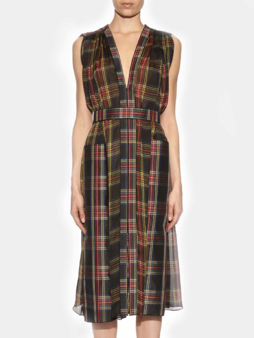 Maison Rabih Kayrouz Tartan silk-chiffon midi dress