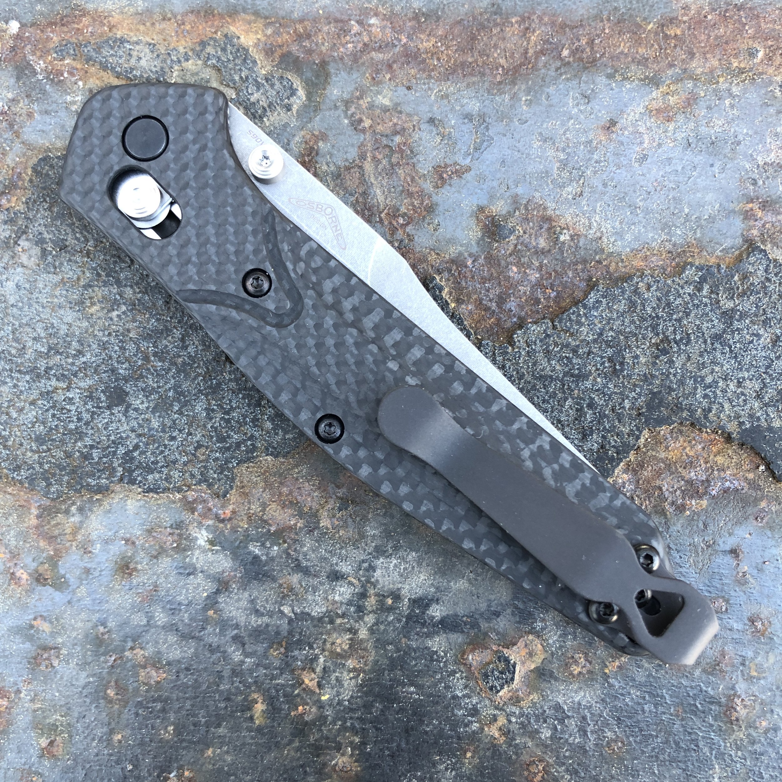 Benchmade Osborne Carbon Fiber Scales 3.4" Stonewashed S90V Blade