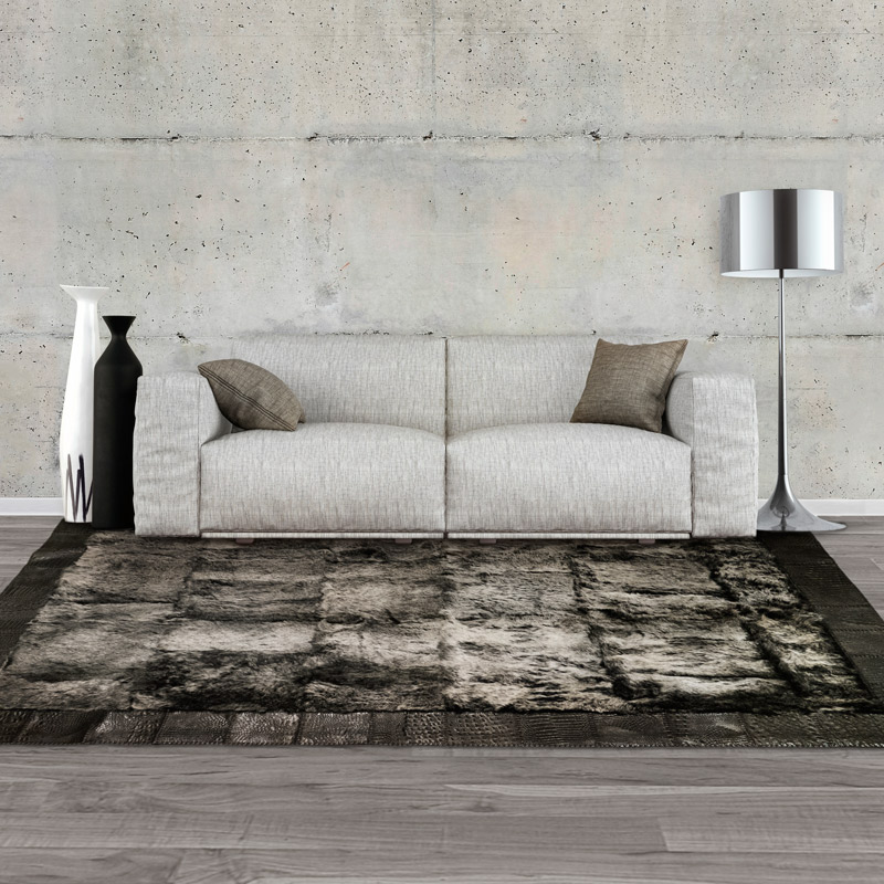 MD-01 皮革毯 # 100778 兔毛 & 鱷魚壓紋皮革 150 x 225 cm 現貨1件*