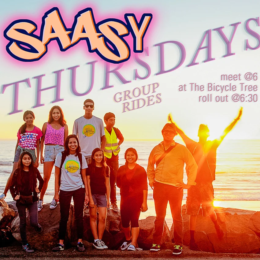 Flyer for the 2015 SAASy Thursday summer ride series.