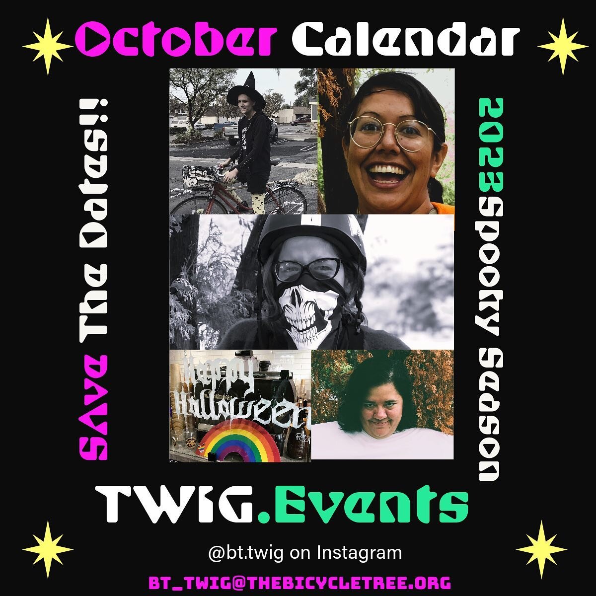 We&rsquo;re excited for October! check out what we have lined up➡️

Flyers with more details coming soon&hellip;

Event Locations:
Oct 10&amp;17  @bicycletree
Oct 19- Zine release party @libromobile 
Oct 31- TBD but either start at The Bicycle Tree o