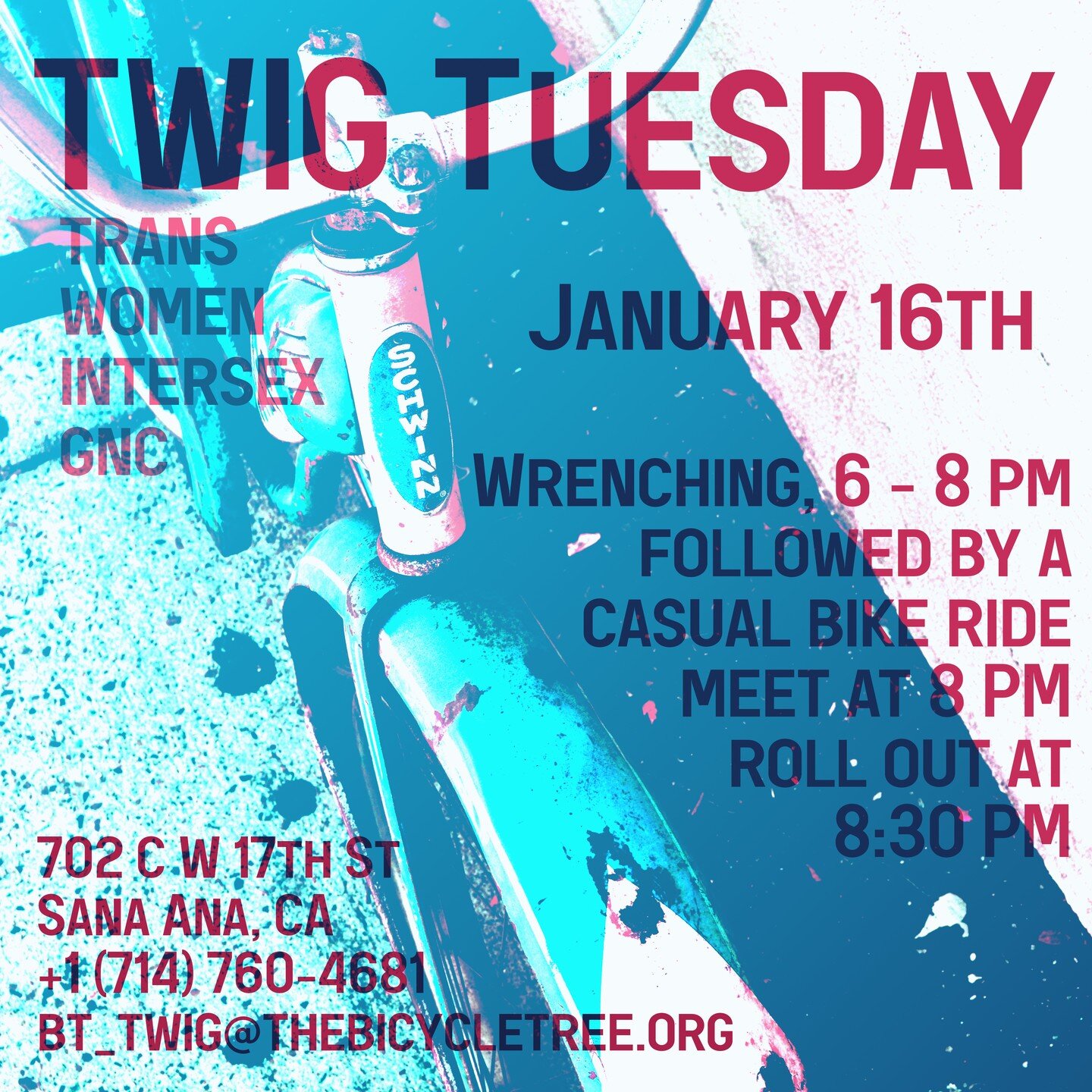 It's the 3rd Tuesday, so that means it's wrenching hours tonight 6 - 8 pm at the shop! First one of 2024! Whoohoo!!!

We'll be closing the night out with a casual-pace bike ride, rolling out at 8:30. (We're hoping to make this a regular thing now...)