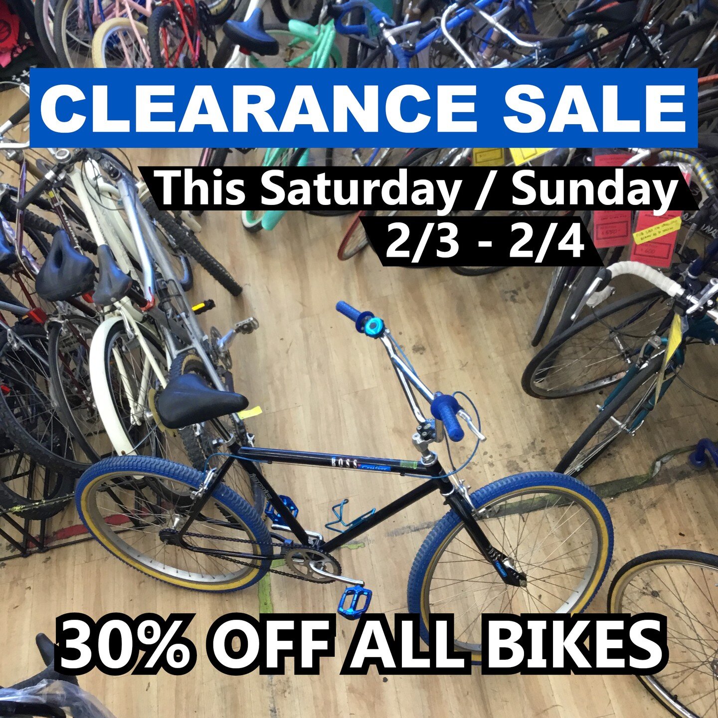 We've been blessed with an abundance of bicycles, and now it's time for them to find new homes! This weekend (Saturday 2/3 - Sunday 2/4) we're selling bikes at 30% off, both as-is and ready-to-ride. Come and get 'em while they last!
--
&iexcl;Hemos s