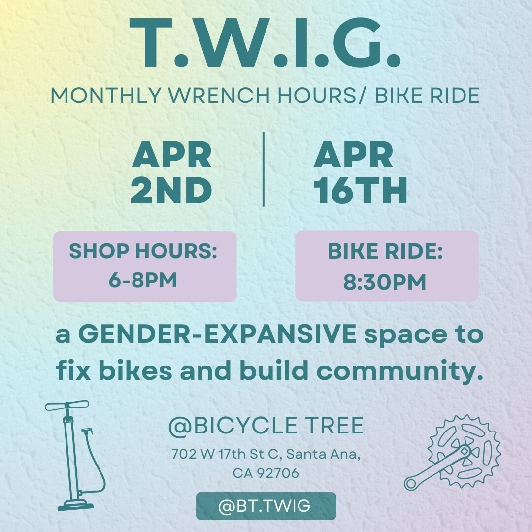 Join us this month for our regularly programmed 1st &amp; 3rd Tuesday Wrench Hours 6-8pm @bicycletree followed by a casual bike ride rolling out @ 8:30pm.