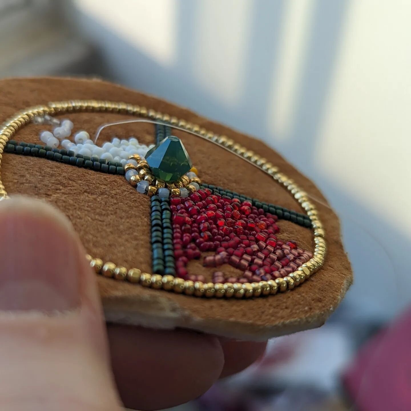 #wip Juicy assorted vintage beads, 24k gold beads and #swarovski crystal on this lil boujee medicine wheel