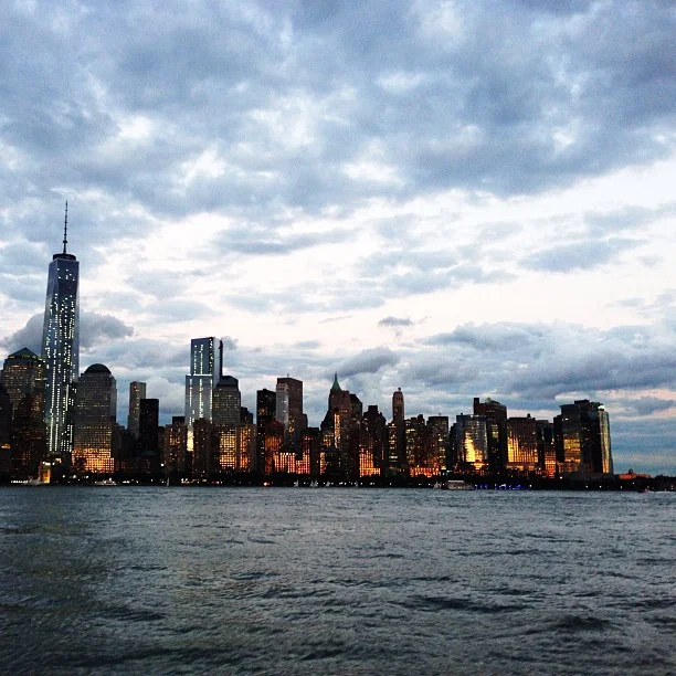 Sunset against skyscrapers