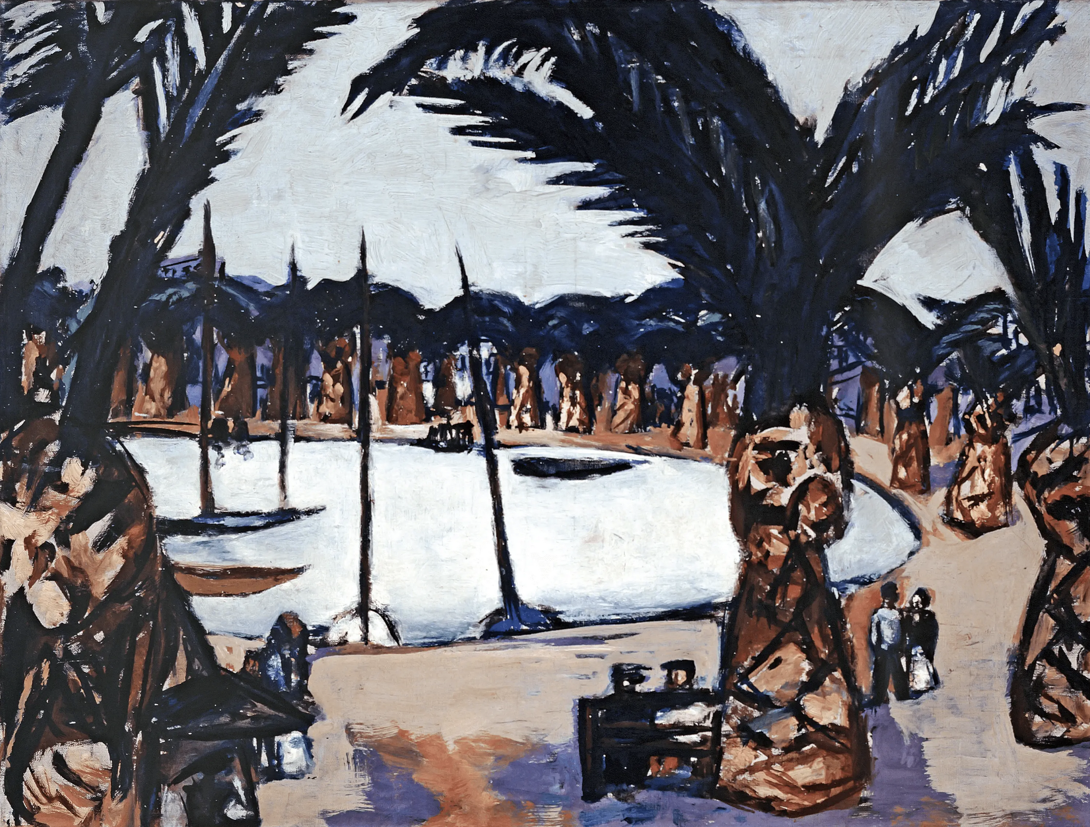 Hafen bei Bandol (grau) und Palmen 1939