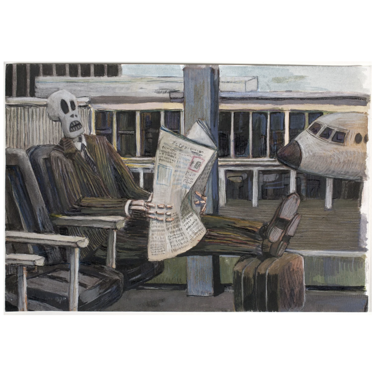 Death at the Airport,
Pencil and Watercolor on Paper 2013