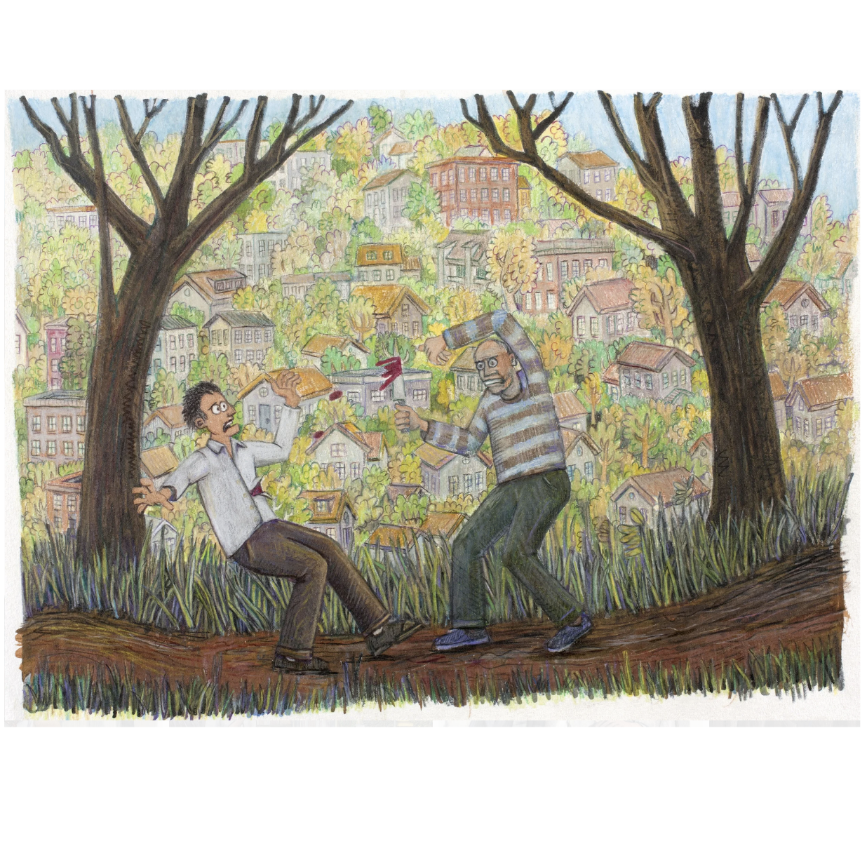 unfinished: hillside altercation
pencil on paper, 2013