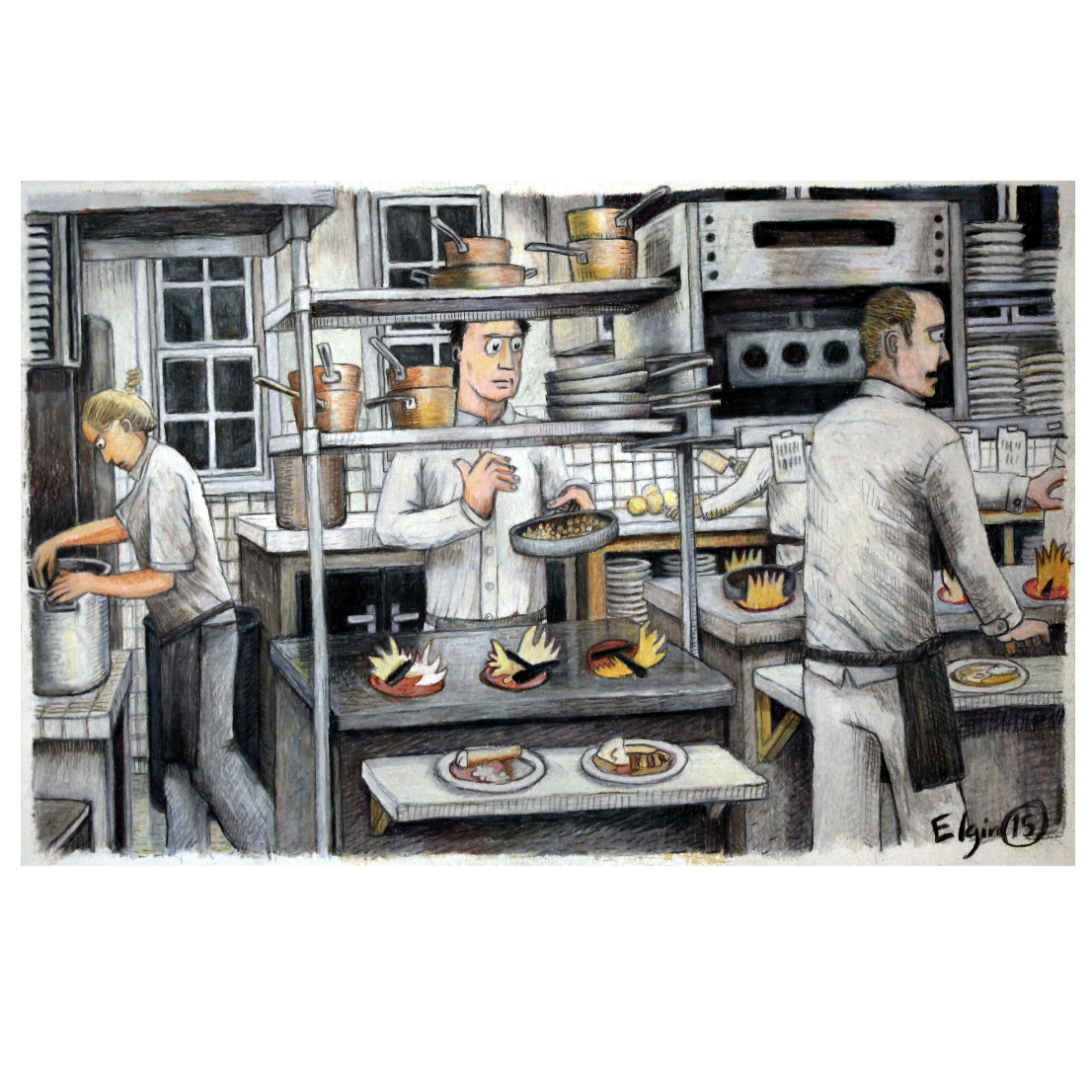 Kitchen Scene Study,
pencil on paper 2015