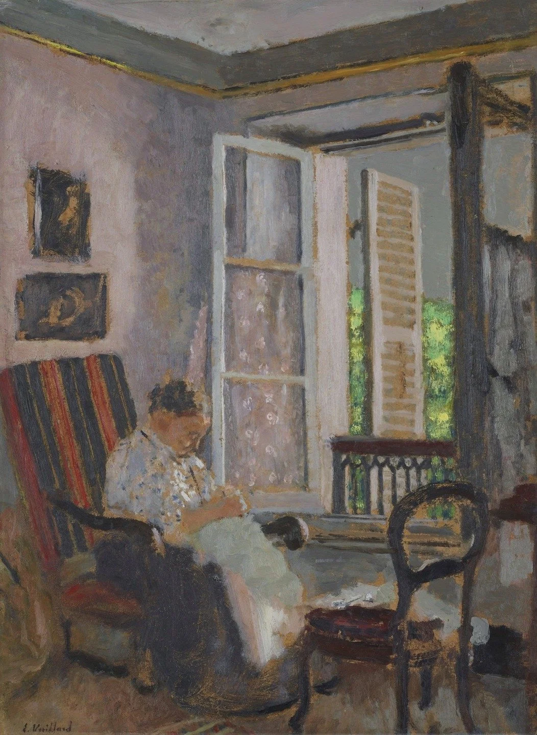 Madame Vuillard cousant, rue Truffaut - c.1900