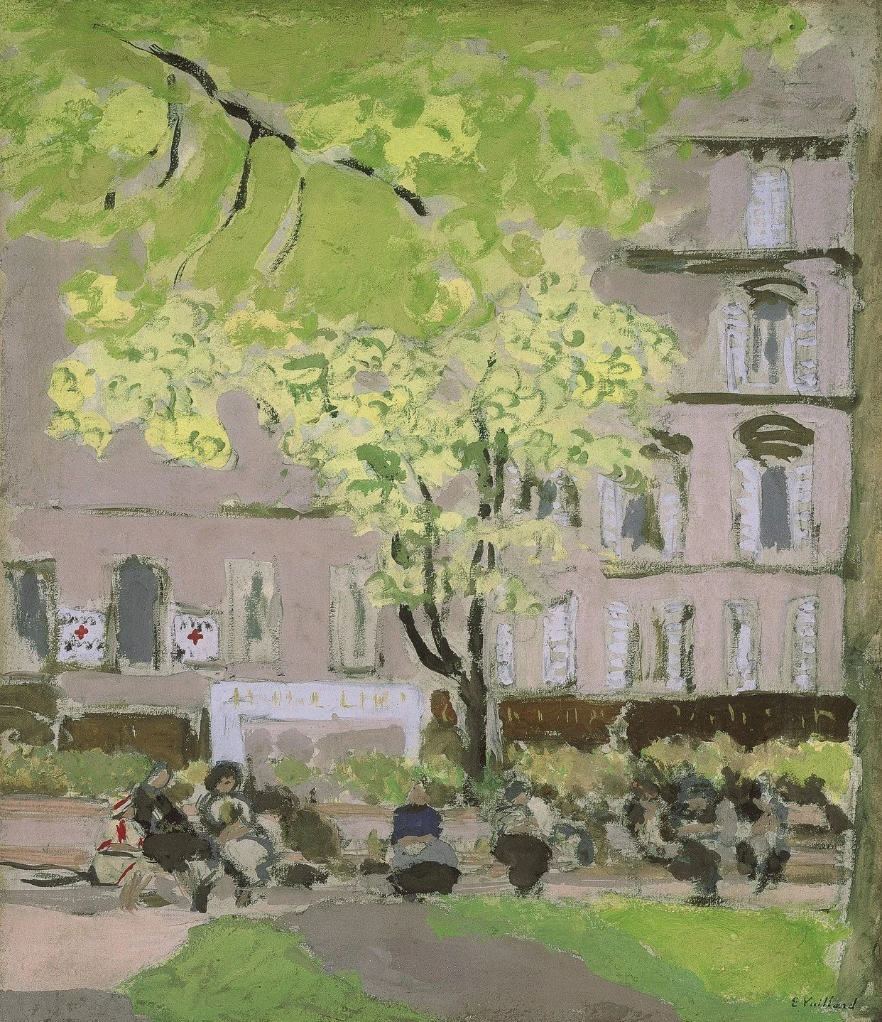 Femmes assises sur les bancs du square Berlioz, place Vintimille - 1915-16