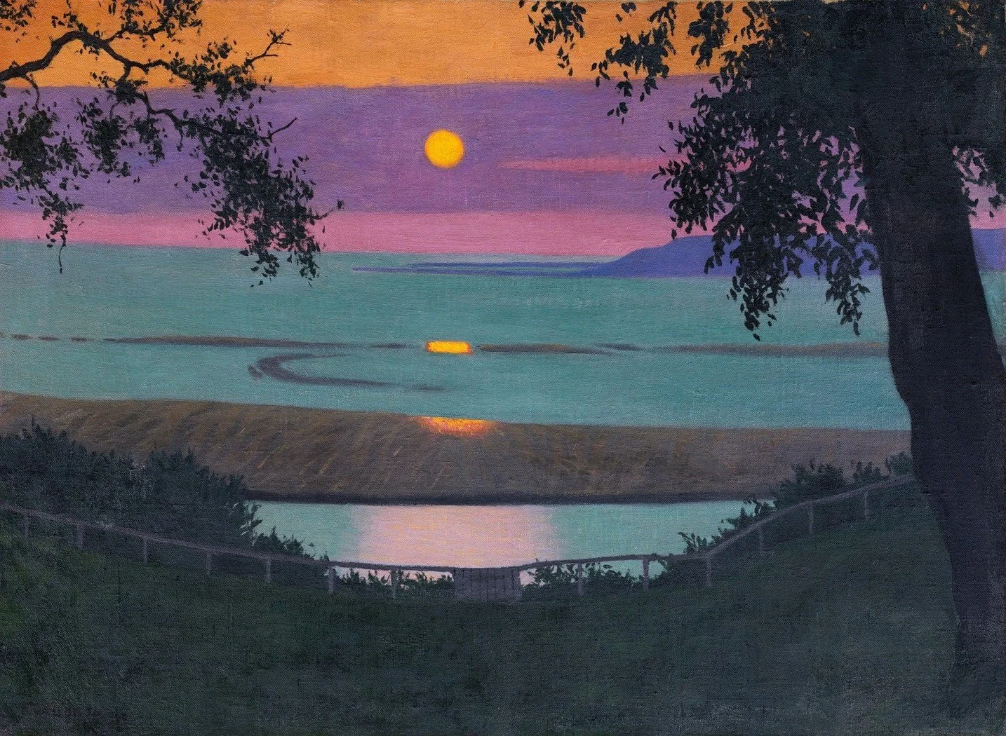 Sunset at Grâce, orange and violet sky - 1918